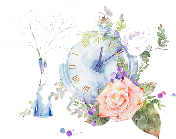 Watercolor Flower Png Clipart - Water Color Clock Clipart (400x364), Png Download