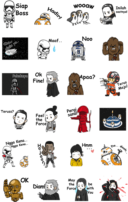 The Last Jedi™ - Star Wars Line Stickers (420x673), Png Download