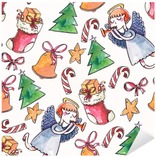 Large Raster Seamless Pattern With Angel In Blue, Candy - Angel (400x400), Png Download