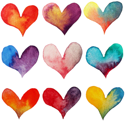 Tumblr Transparent Blog - Water Color Hearts (500x532), Png Download