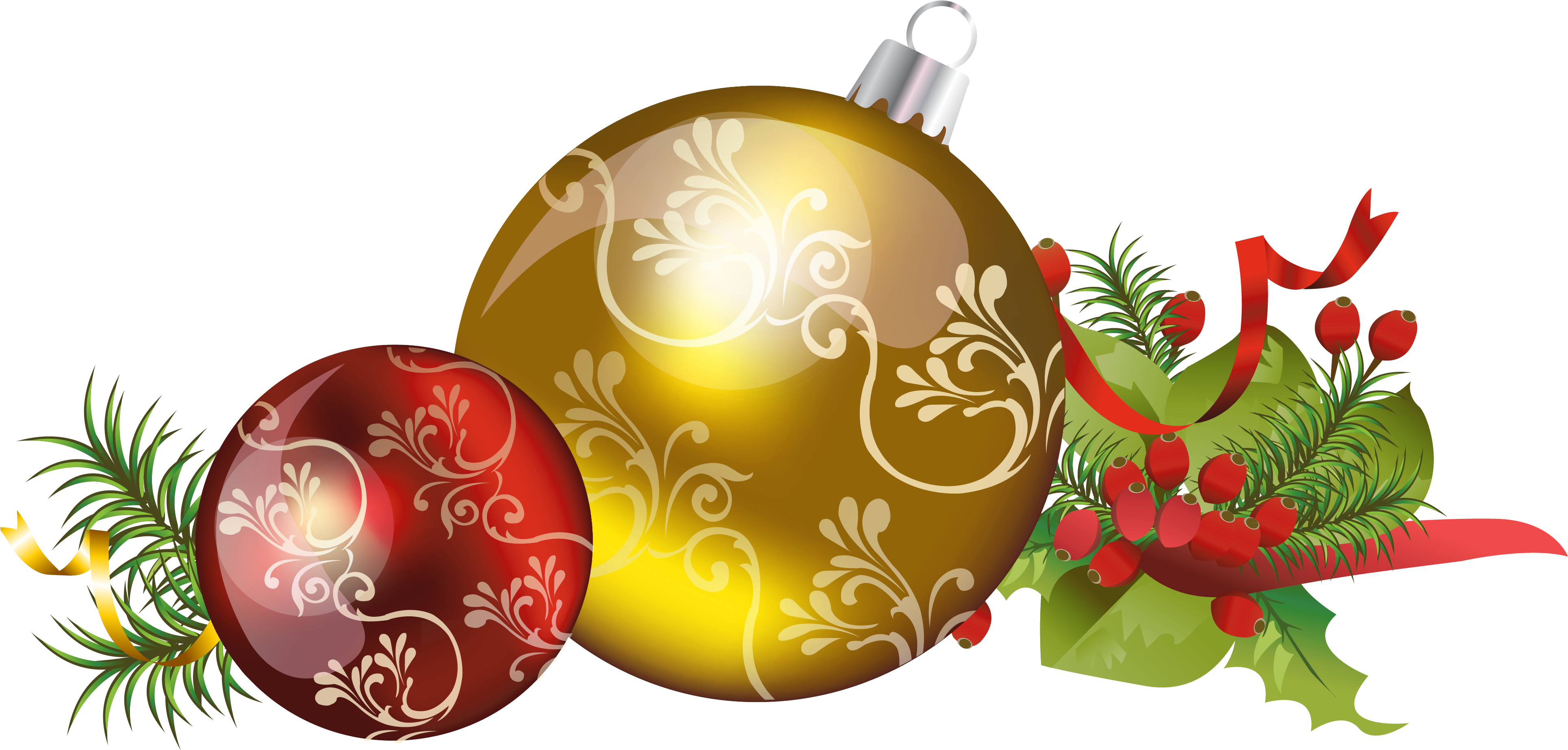 Christmas Balls With Ornaments Png Picture Gallery (3891x1905), Png Download