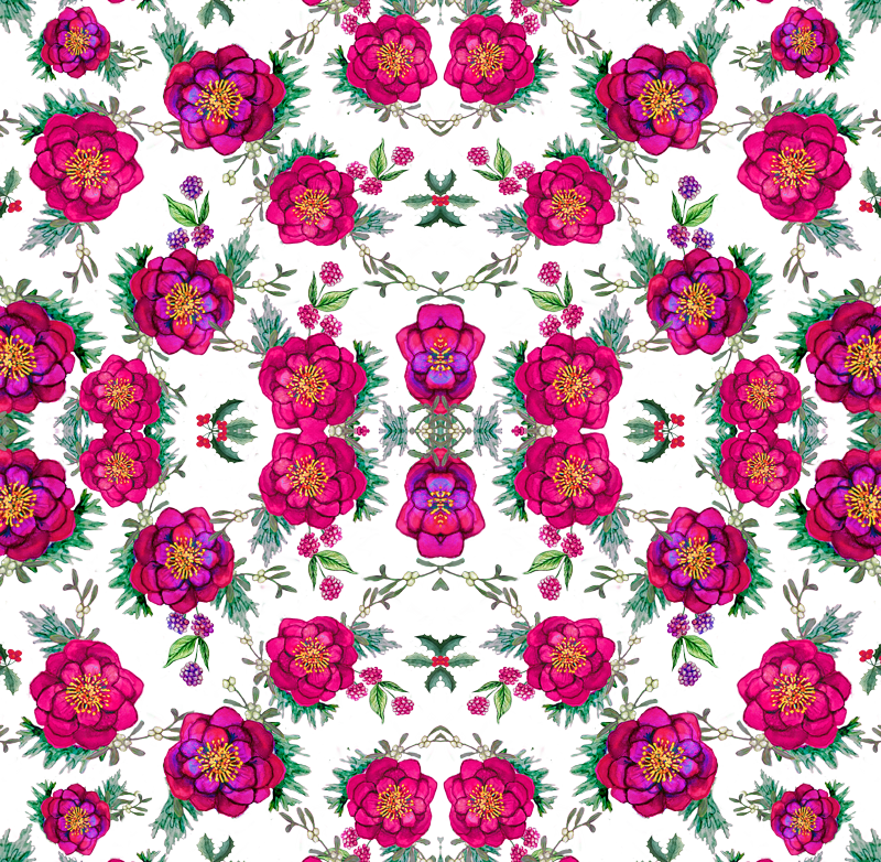Poinsettia With Holly, Mistletoe And Beauty Berry Wallpaper - Rose (800x782), Png Download
