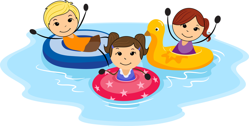 Family Clipart Swim - Kids Swimming Clipart (870x440), Png Download