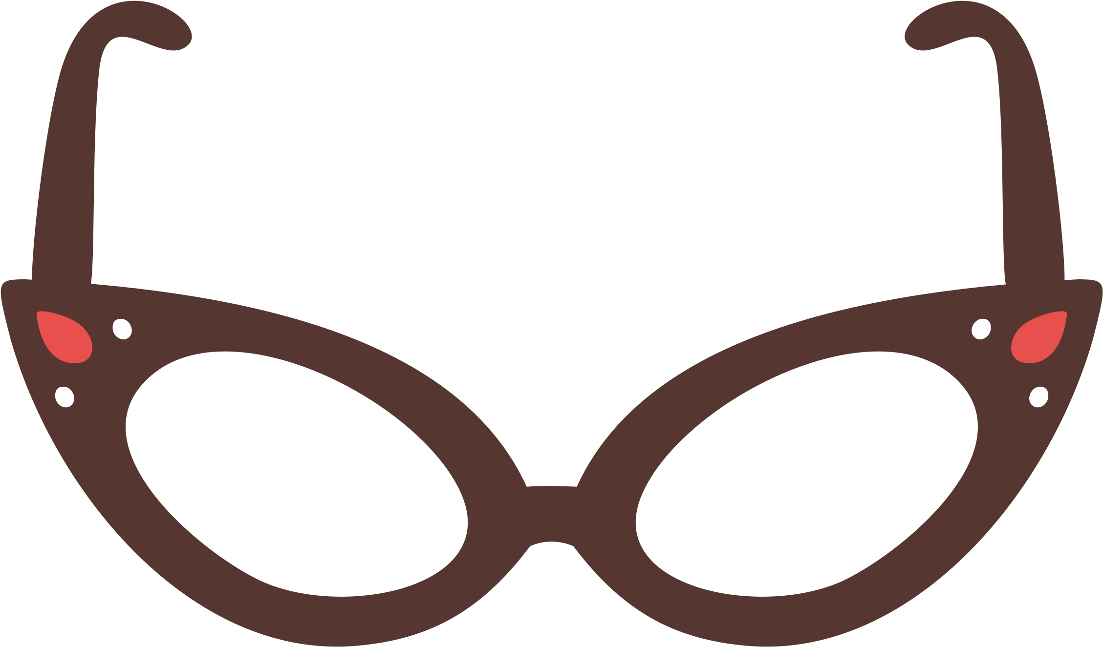 Cat Eye Glasses Clip Free - Cat Glasses Clipart (2400x1468), Png Download