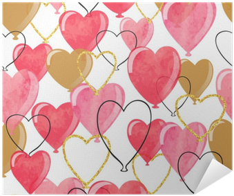 Watercolor Heart Balloons Seamless Pattern - Watercolor Painting (400x400), Png Download