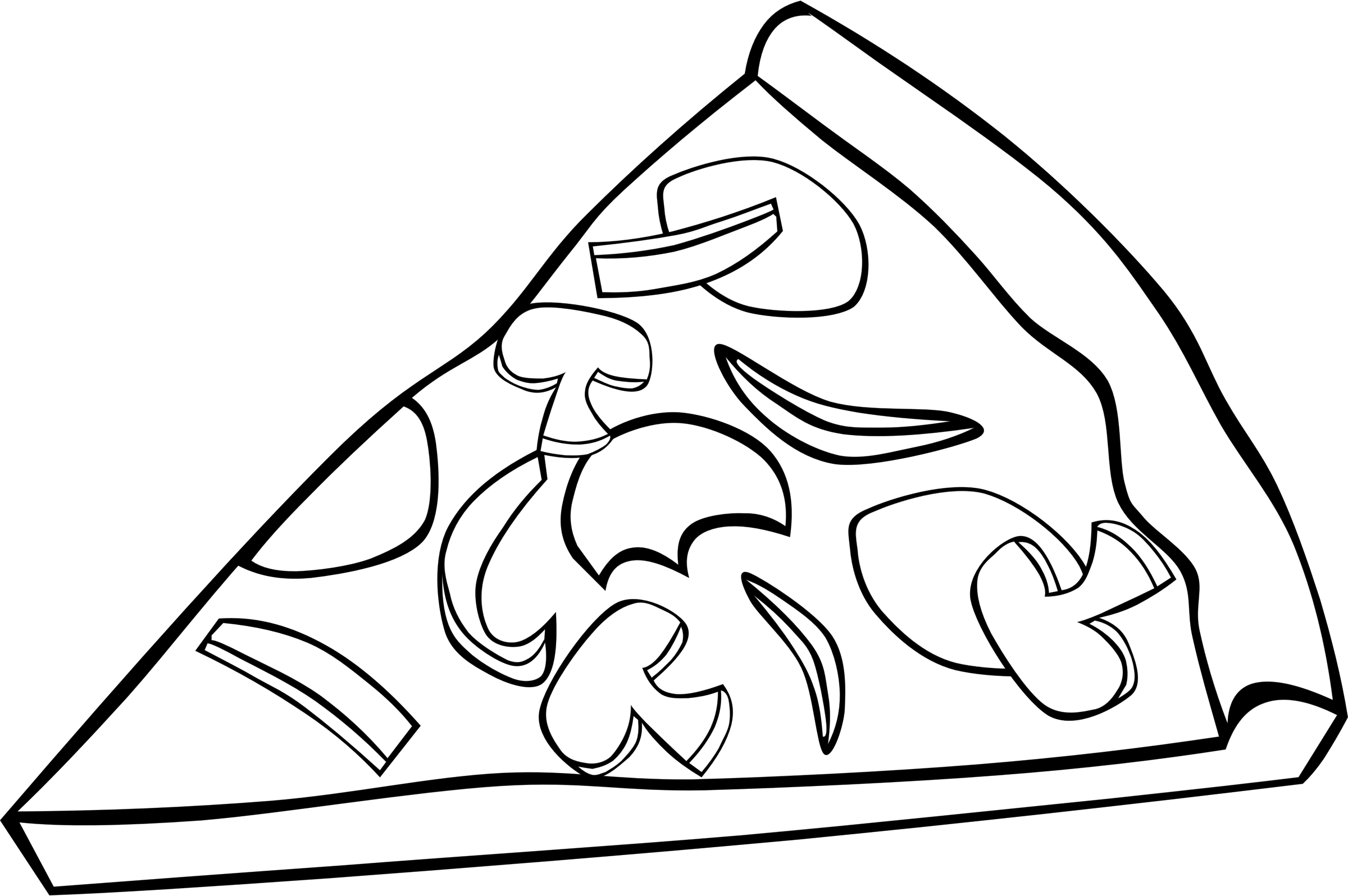 Jpg Freeuse Library Collection Of Pizza High Quality - Pizza Slice Clip Art Black And White (958x634), Png Download