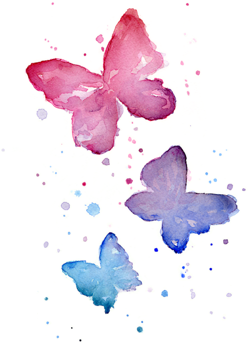 Watercolor Butterfly Transparent Background (516x700), Png Download