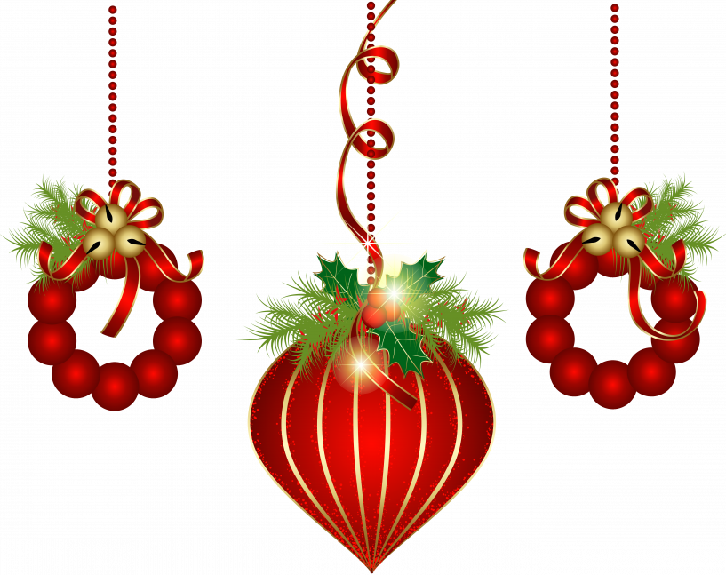 Transparent Red Christmas Ornaments Png Clipart - Christmas Ornaments Transparent (817x647), Png Download
