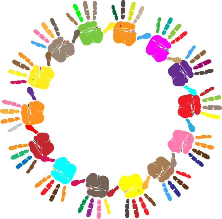 Computer Icons Microsoft Word Hand Watercolor Painting - Colorful Hand Print Png (760x750), Png Download