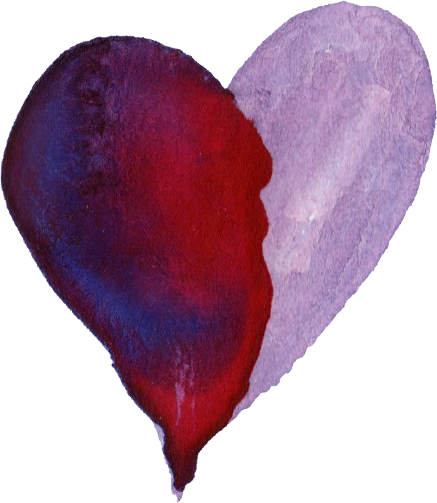 Free Download - Purple Watercolor Heart Png Transparent (622x716), Png Download