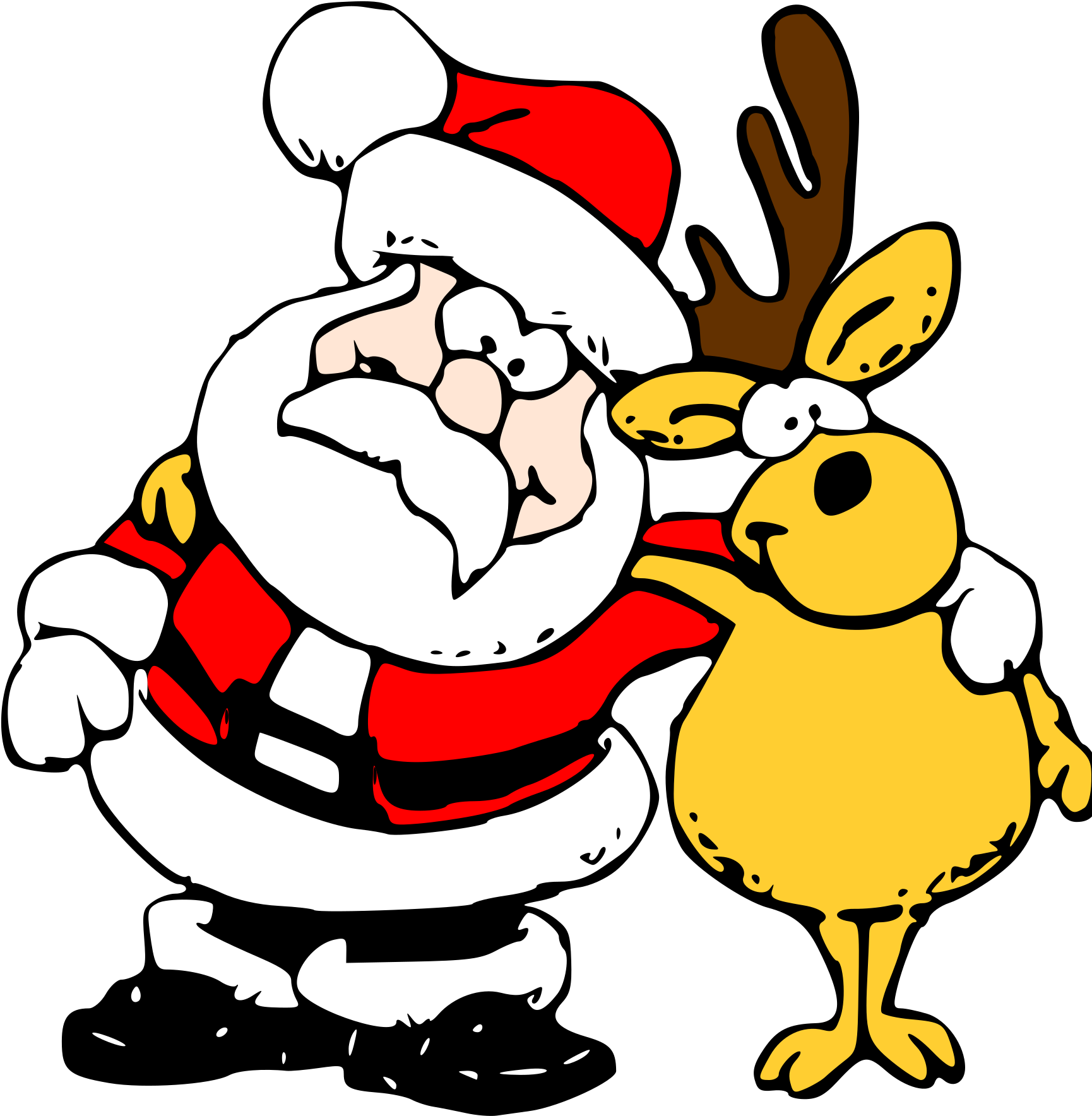Santa Claus Is Coming To Town - Cartoon Santa And Reindeer (632x640), Png Download