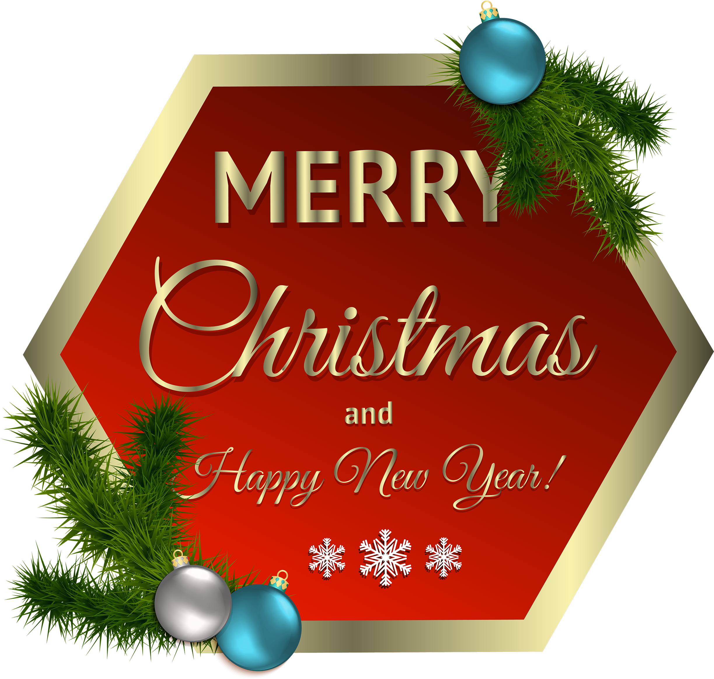 Merry Christmas Red Decor With Ornaments Png Clipart - Merry Christmas Decoration Png (2500x2380), Png Download