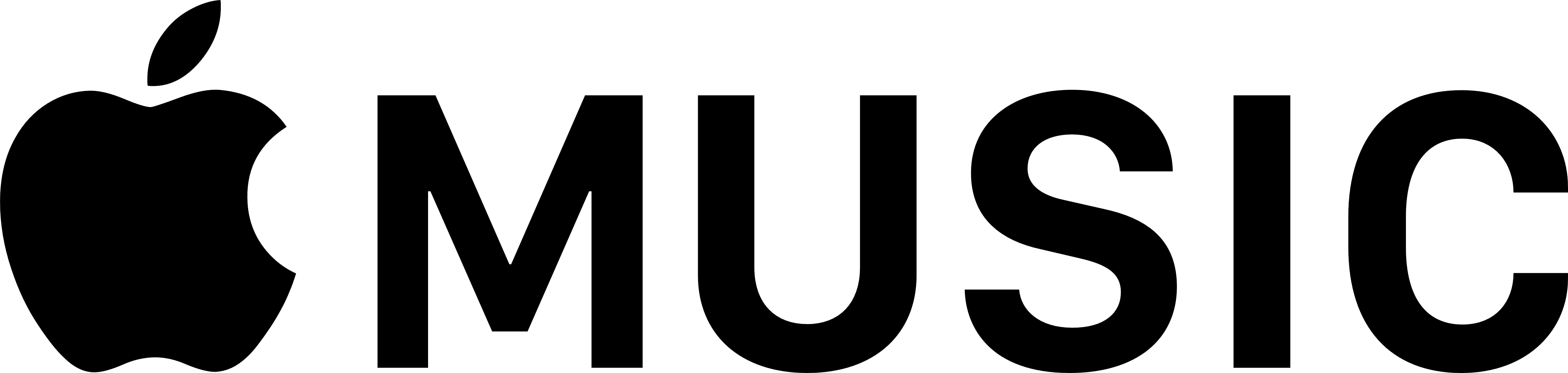 Logos Download Black - Apple Music Logo Transparent (5000x1189), Png Download