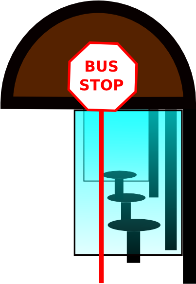 Banner Royalty Free Stock Bus Stop Sign Clipart - Bus Station Clip Art (402x595), Png Download