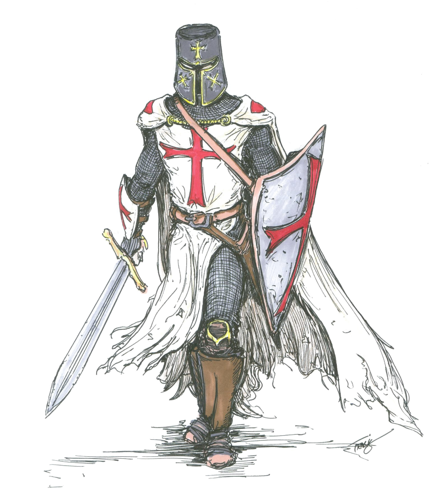 Knight Png Transparent Image - Knights Templar Drawing (895x1024), Png Download