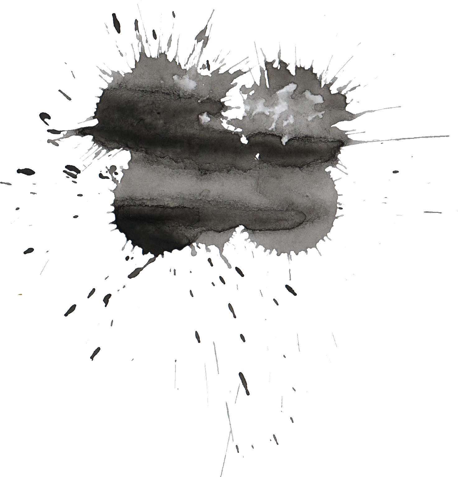 Black Watercolor Splatter - Black Watercolor Stain Png (1472x1533), Png Download