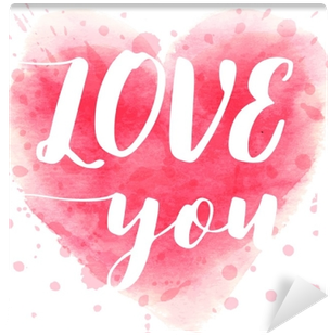 Hand Drawn Watercolor Heart With Calligraphy Text Love - Love Acuarela (400x400), Png Download
