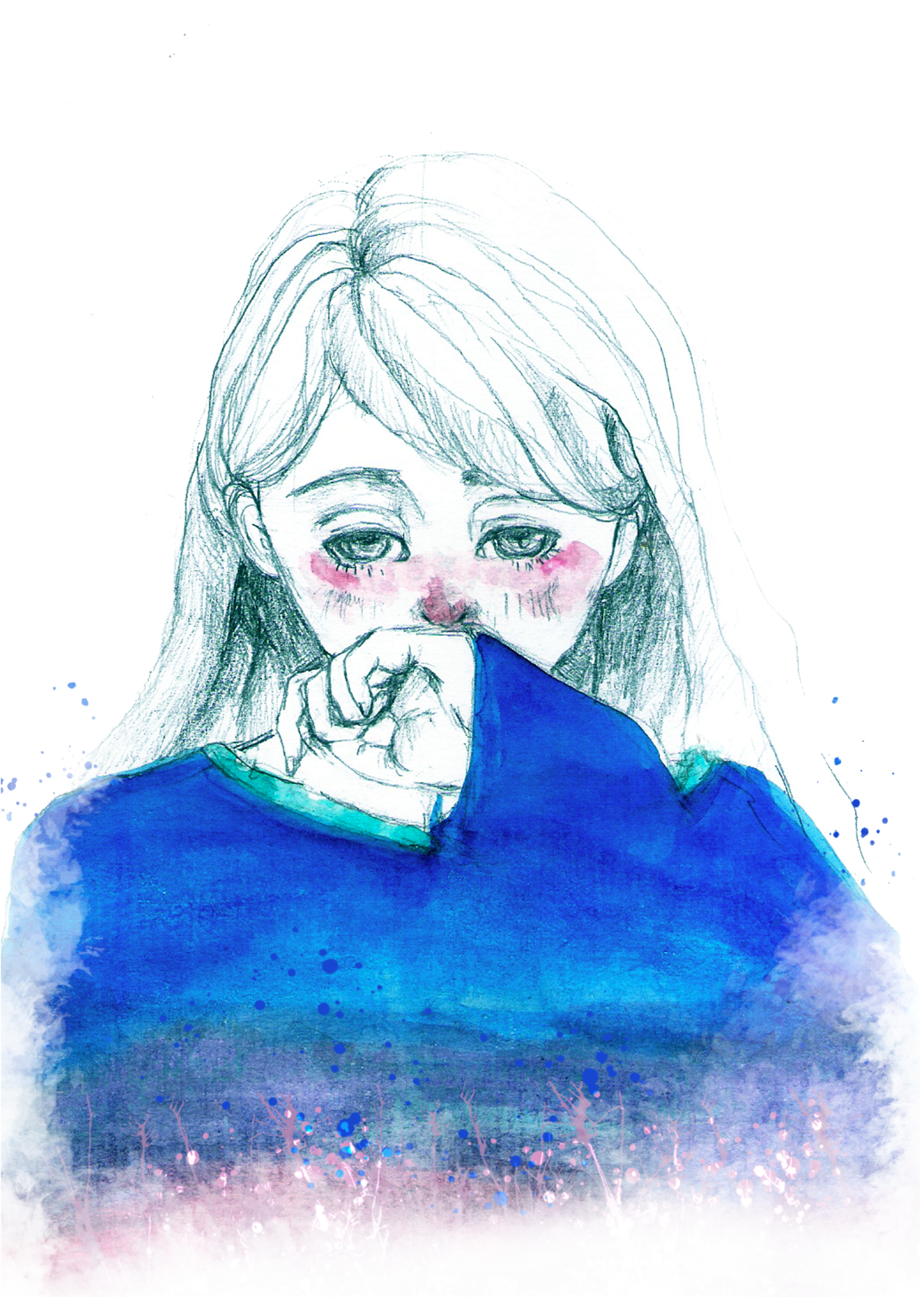 Watercolor Girl - Anime (2000x2828), Png Download