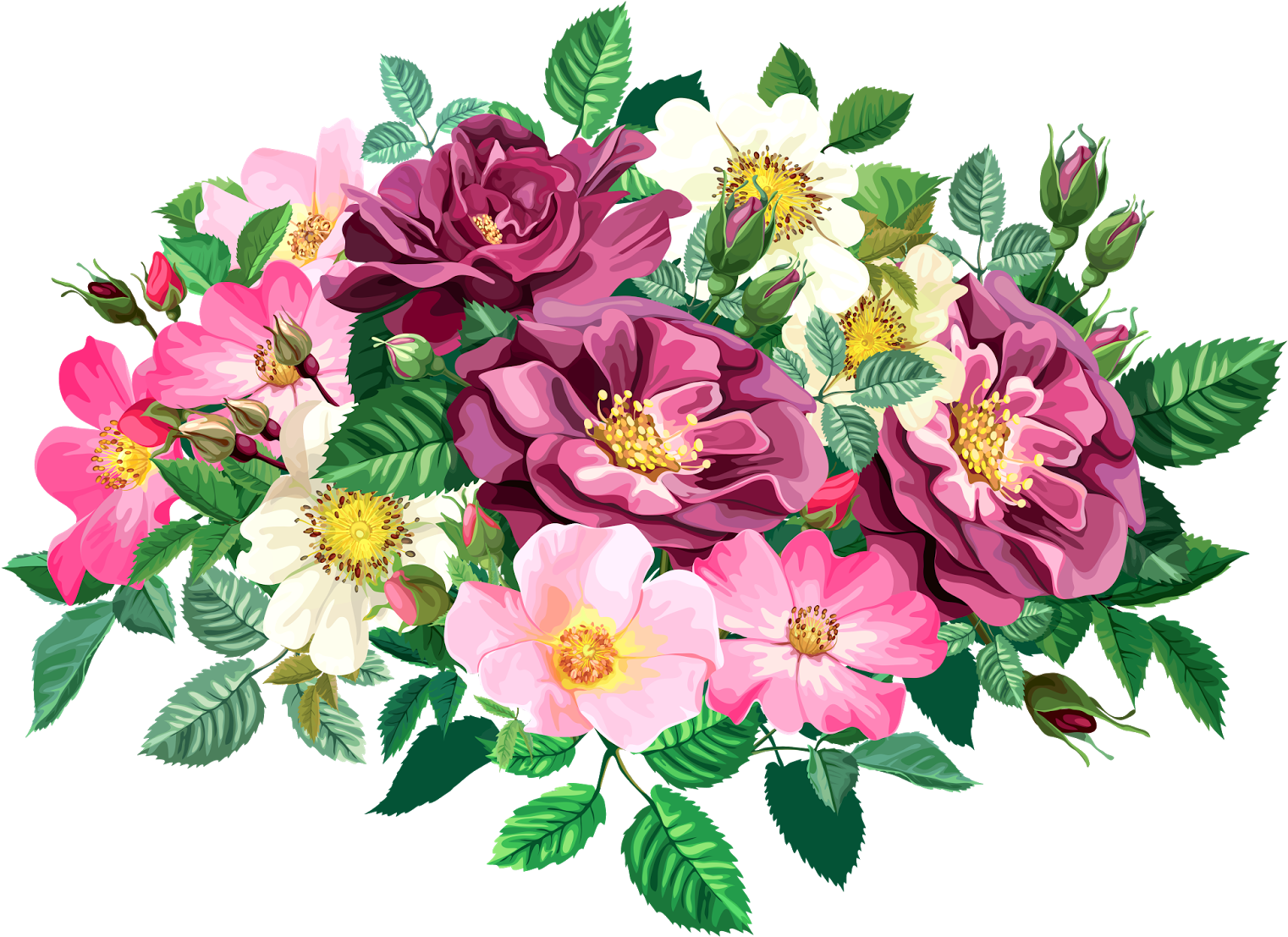 Rose Bouquet Cli̇part Transparent - Flower Bouquet Clipart (1600x1199), Png Download
