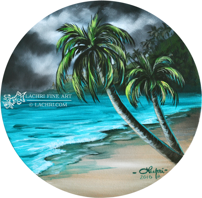 Palm Trees Lachri - Lachri Acrylic Beach (700x698), Png Download