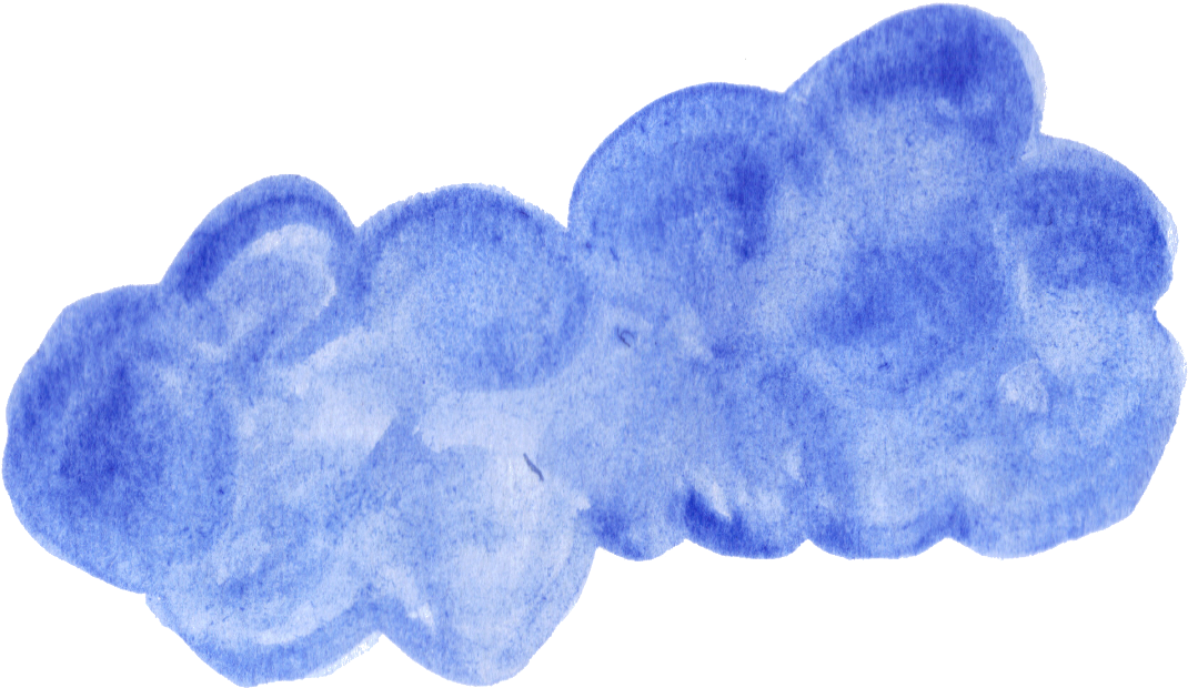 Transparent Clouds Watercolor - Blue (1300x839), Png Download