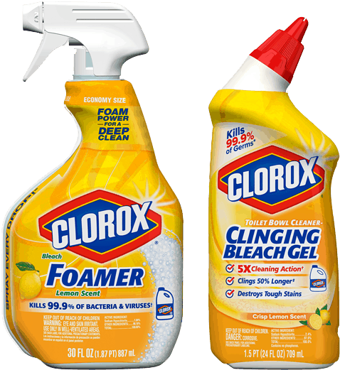 50 For Clorox® Lemon Bathroom Products - Clorox Toilet Bowl Cleaner, Crisp Lemon Scent, Clinging (594x600), Png Download