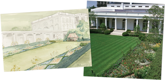 The Rose Garden - White House Rose Garden (690x460), Png Download