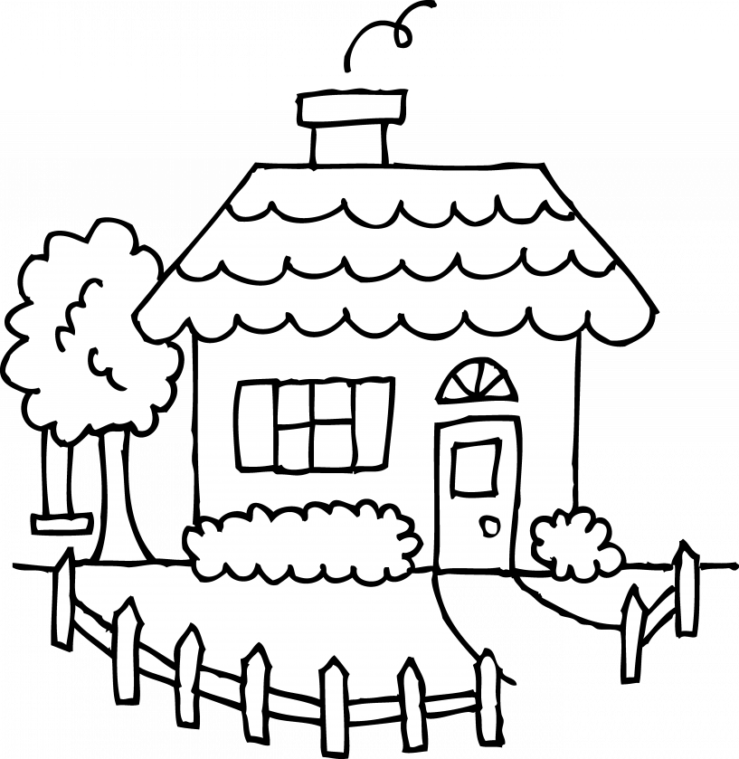 Noted Coloring S Of The White House Faba Me 8 - Black And White Clip Art House (817x839), Png Download