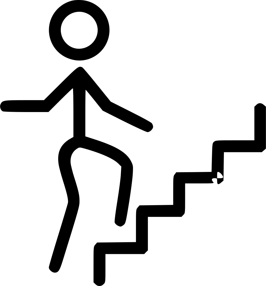Person Climbing Stairs Comments - Person On Stairs Icon Png (910x980), Png Download