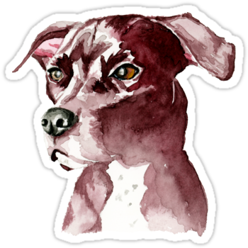 Monochromatic Pit Bull Dog Watercolor Painting - Monochromatic Painting Watercolor Dog (375x360), Png Download