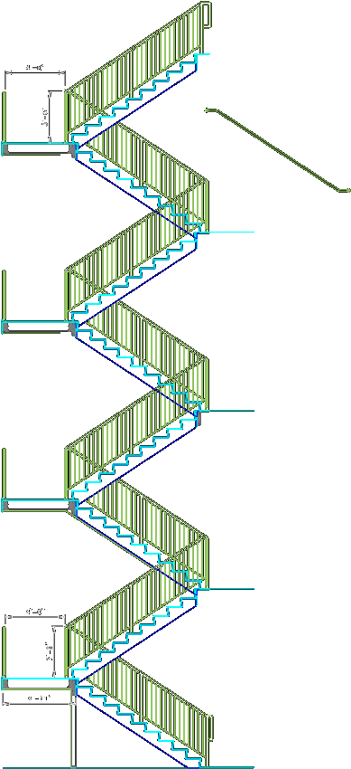 Stairs 98 Kb - U Shaped Stairs Section (1262x853), Png Download