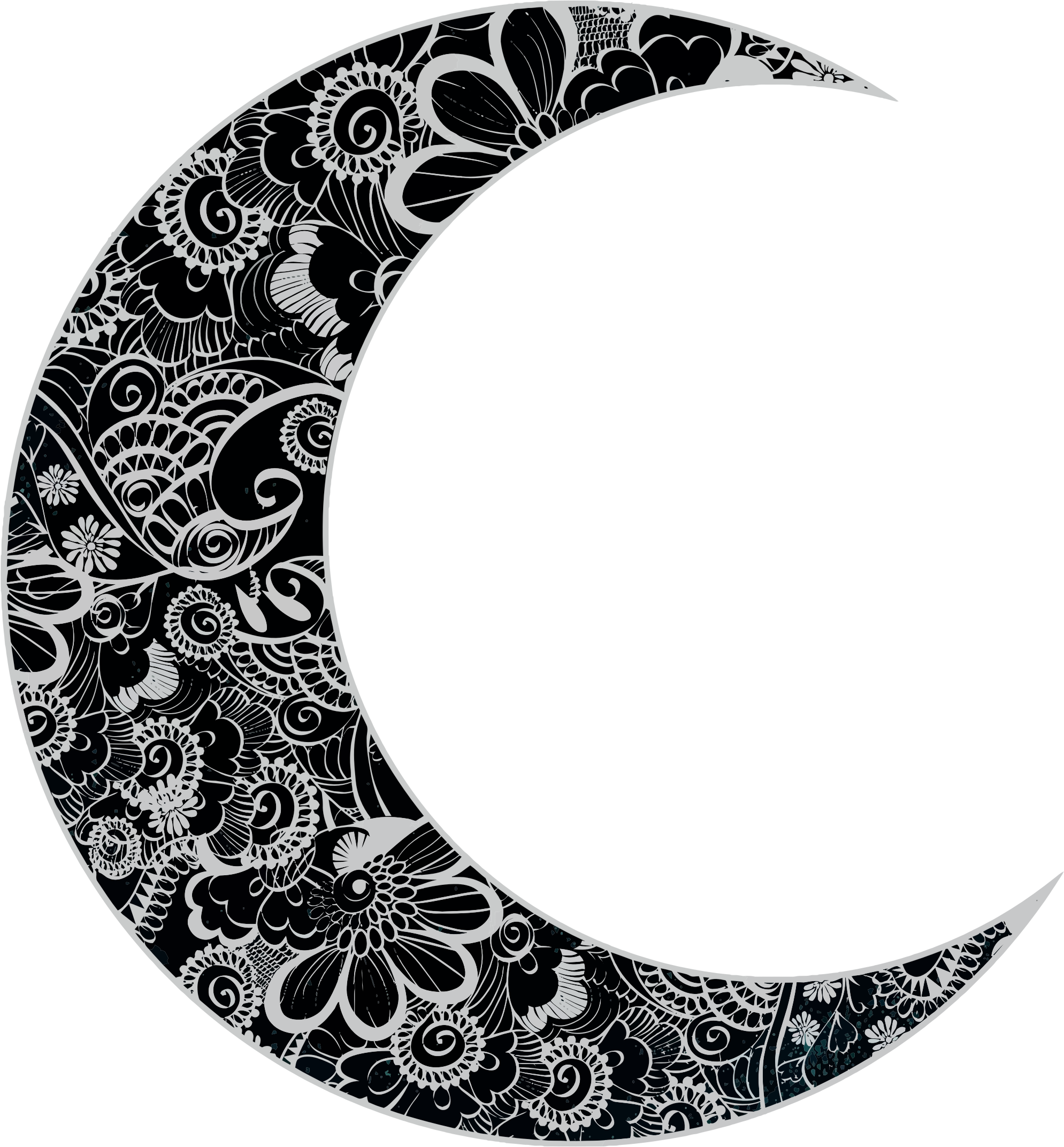 This Free Icons Png Design Of Floral Crescent Moon (1989x2144), Png Download