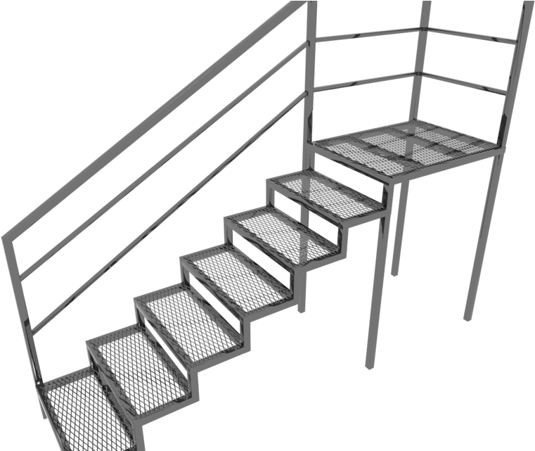 Metal Stairs 3d Model (842x640), Png Download
