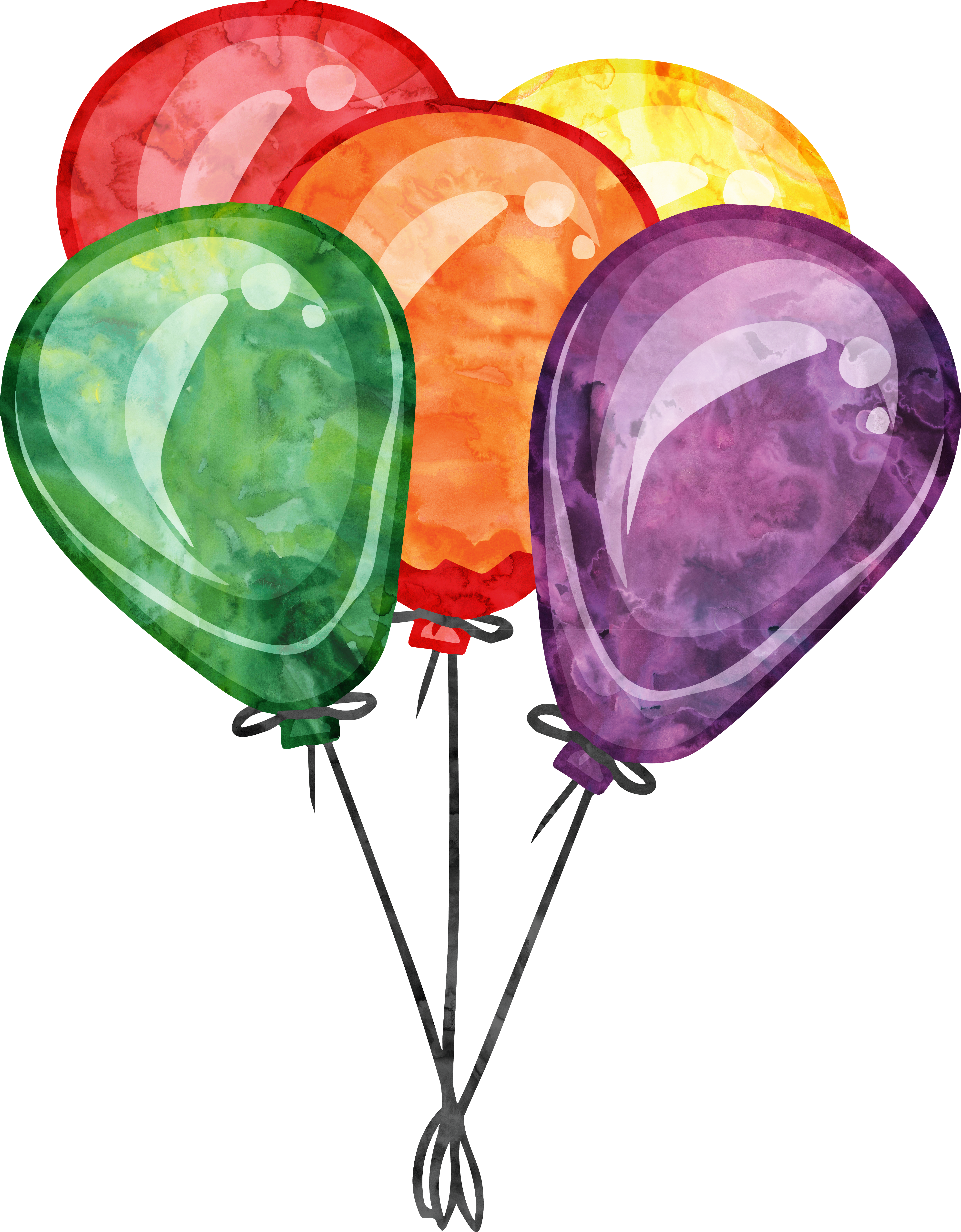 Banner Free Library Birthday Balloon Party Clip Art - Clipart Watercolor Balloon (3938x5051), Png Download