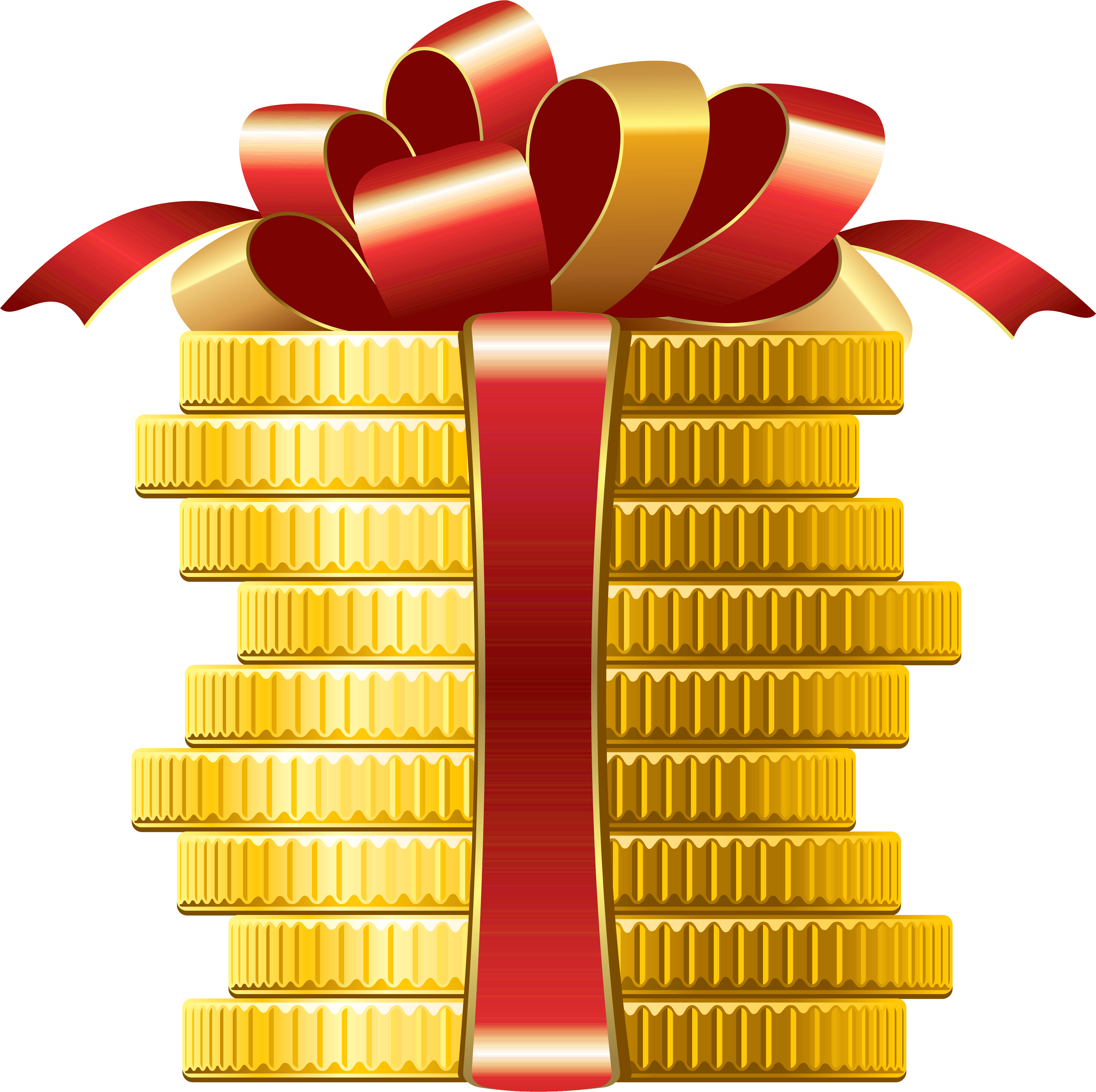 Clipart Black And White Library Coins With Red Bow - Money Transparent Clipart Png (4202x4196), Png Download