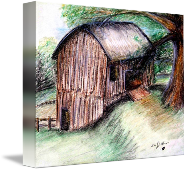Jpg Black And White Download The Old Barn By Melissa - Drawing (650x594), Png Download
