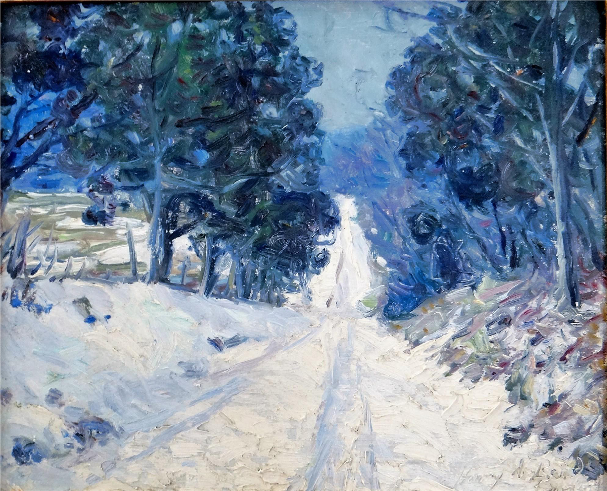 Impressionist Painting By Henry Asbury Rand, Snow Covered - Painting (1991x1991), Png Download