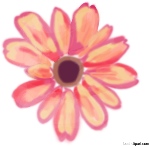 Watercolor Clip Art Flower - Black-eyed Susan (564x533), Png Download