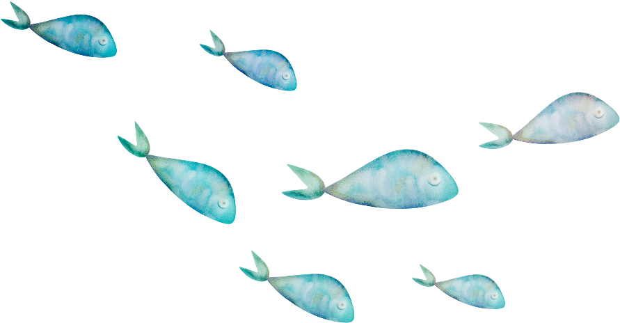 Ftestickers Fish Watercolor Blue - School Fish Png (1024x1024), Png Download