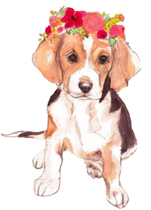 Report Abuse - Dog With Flower Crown Painting (303x421), Png Download