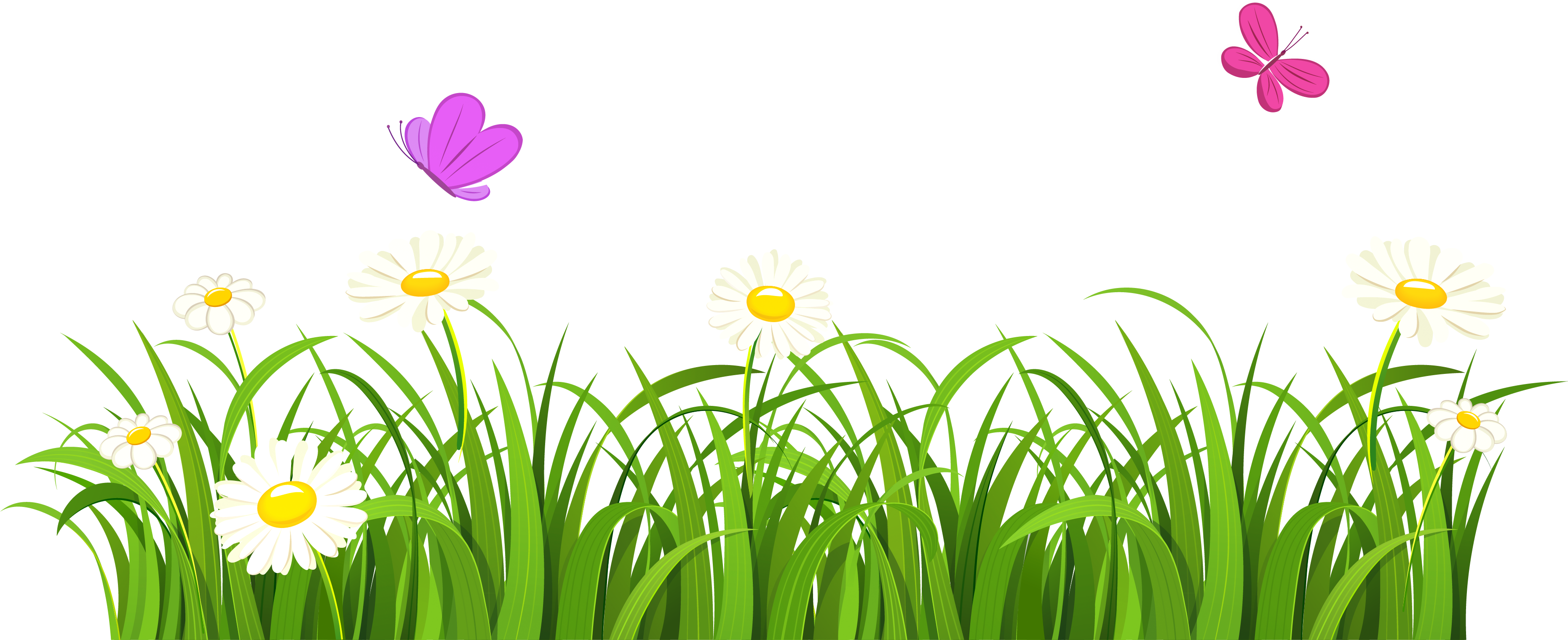 Download Grass And Butterflies Png Clipart Grass And Flowers Clipart Full Size Png Image Pngkit