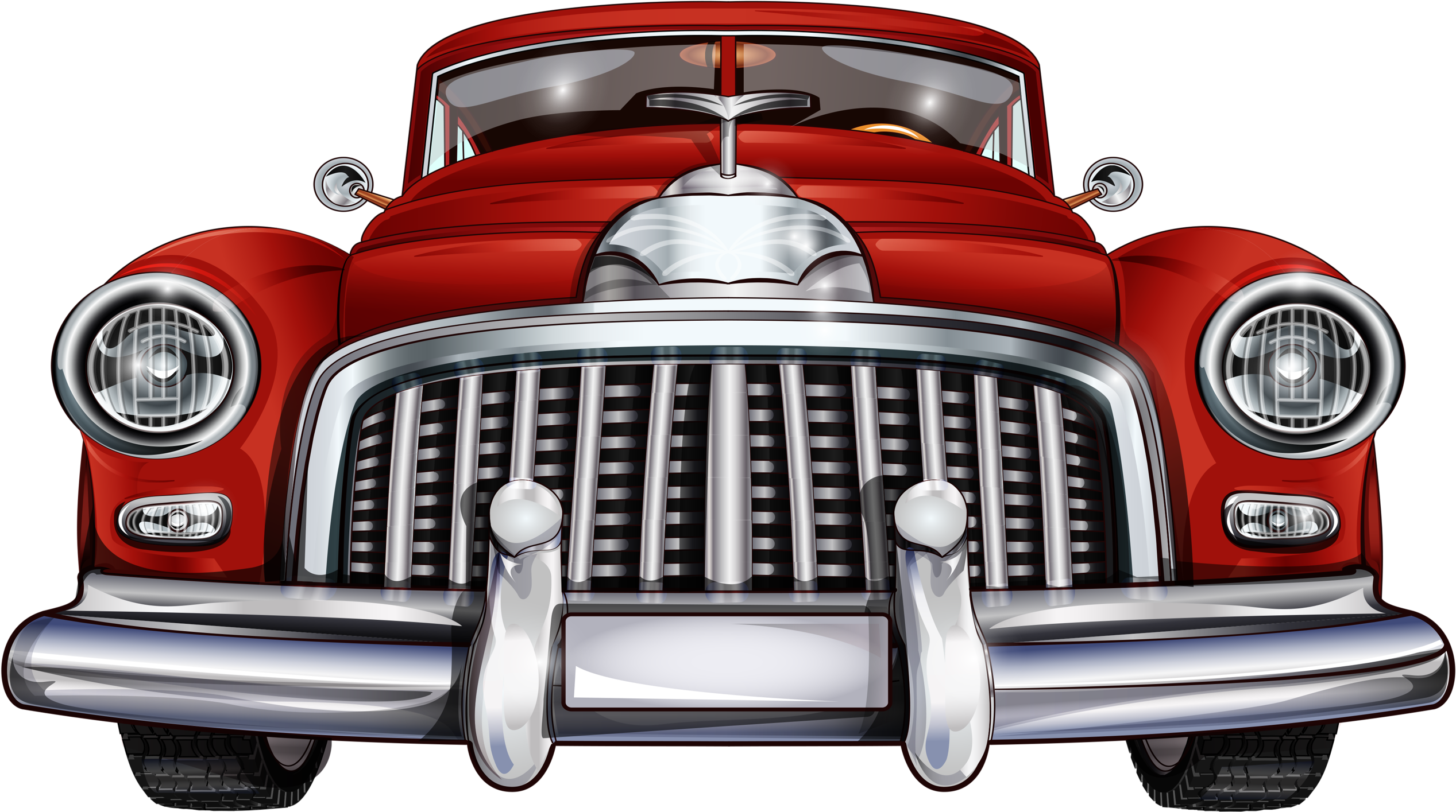 28 Collection Of Red Classic Car Clipart - Vintage Car Front View (2560x1427), Png Download