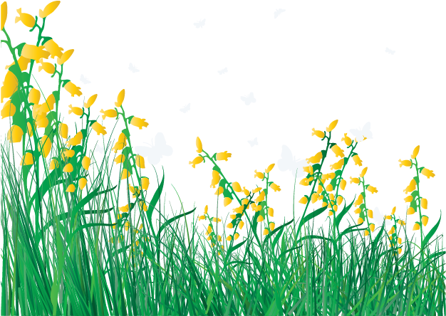 Flower Lawn Clip Art - Grass And Flowers Cartoon (725x567), Png Download