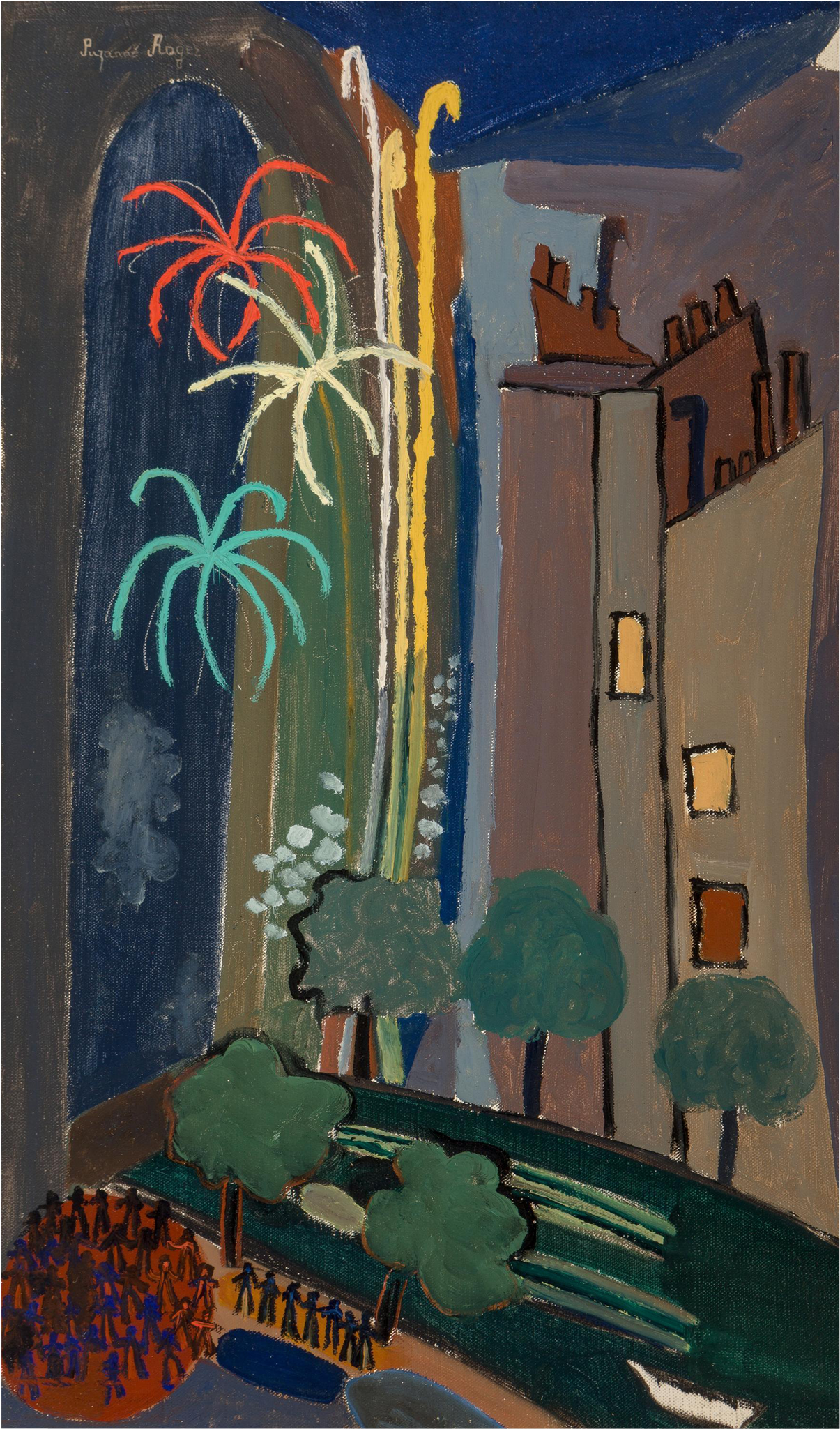 Suzanne Roger Original Signed Oil On Canvas "le Feu - Palm Tree (2048x2048), Png Download