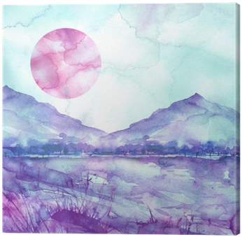Watercolor Mountain Landscape, Blue, Purple Mountains, - Watercolor Mountains (400x400), Png Download