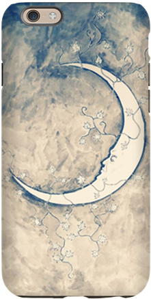 Custom Iphone Case Watercolor Moon Moon Art Black And - Mobile Phone (460x460), Png Download