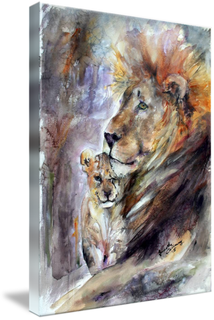 #watercolor #painting #cecil The #lion And Patriarch" - Lion Art (435x650), Png Download