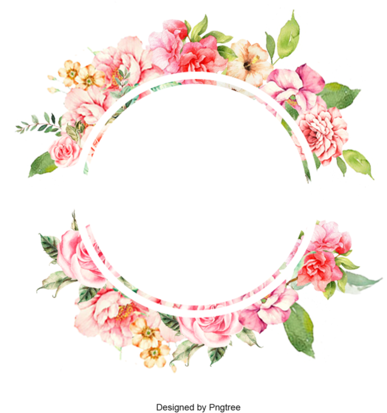 Watercolor Flower Frame Png (894x894), Png Download
