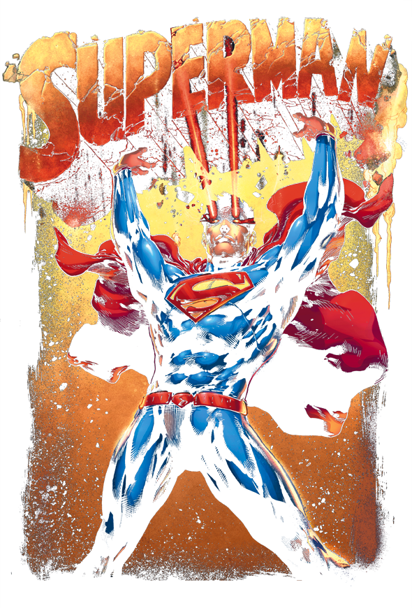 Superman Lift Up Men's Long Sleeve T-shirt - Painting (590x870), Png Download