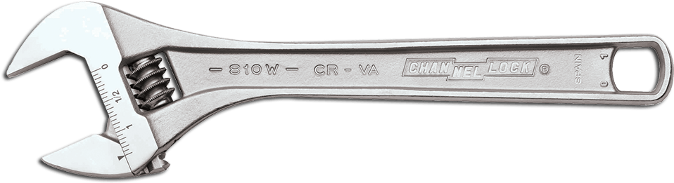Adjustable - 8" Chrome Adjustable Wide Wrench (965x290), Png Download